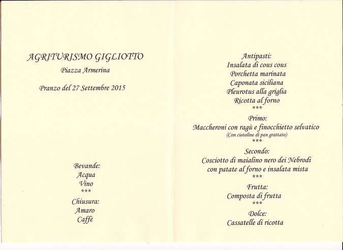 (49) Piazza Armerina - Pranzo Agriturismo GIGLIOTTO